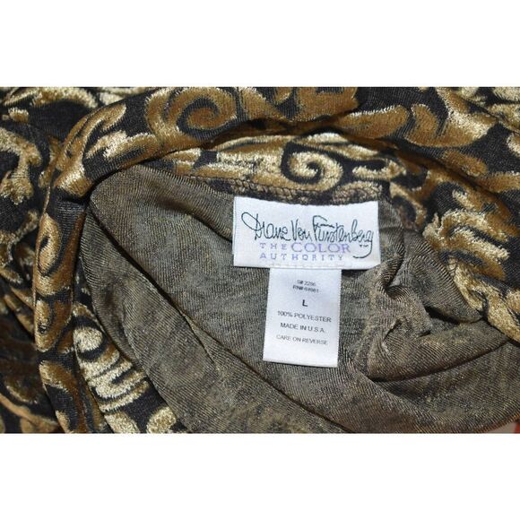 Vintage Diane Von Furstenberg Gold Black Velvet Button Up Top - L - Picture 5 of 5